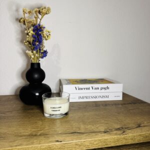 αρωματικό κερί σε διάφανο δοχείο 110gr με βαμβακερό φυτίλι