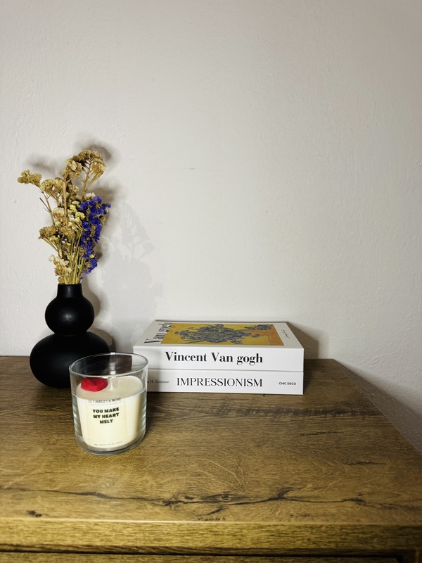 αρωματικό κερί σε διάφανο δοχείο 'you make my heart melt' 190gr με βαμβακερό φυτίλι